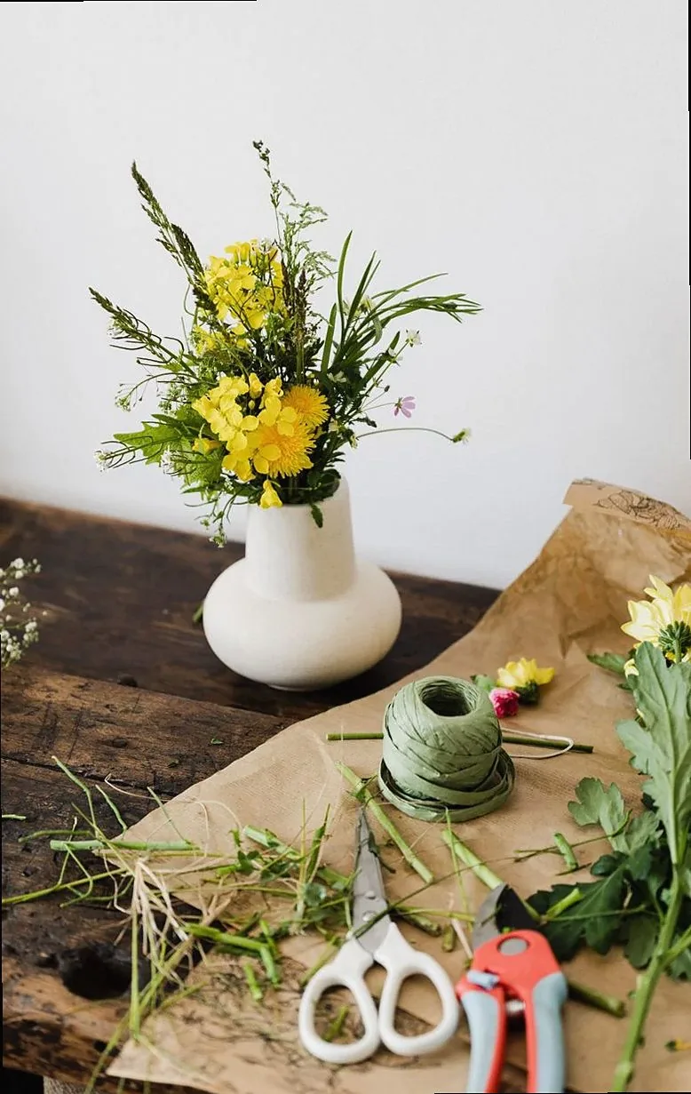 Lisianthus and eucalyptus arrangement